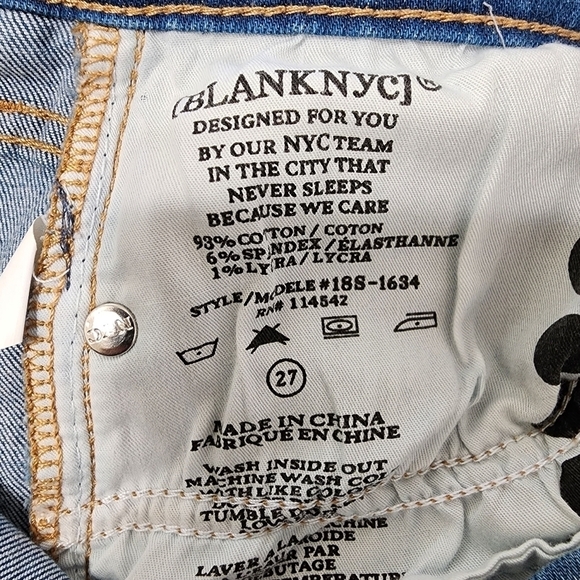 BLANK NYC Blue Distressed Denim Skinny Classsique Jeans Size 27 - Picture 6 of 6